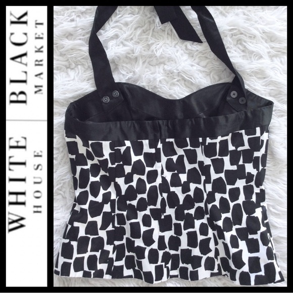 WHBM Silk Black & White Bustier Top - Picture 2 of 4